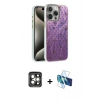 MARSİLYAN™- iPhone 15 Pro Max Kılıf Zirve Modern Prime - Siyah 3D Antistatik Seramik Nano Ekran Koruyucu + PVD Metal Kamera Lens - GI