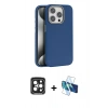 MARSİLYAN™- iPhone 15 Pro Max Kılıf Zirve Modern Prime - Siyah 3D Antistatik Seramik Nano Ekran Koruyucu + PVD Metal Kamera Lens - SH