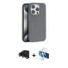 MARSİLYAN™- iPhone 15 Pro Max Kılıf Zirve Modern Prime - Siyah 3D Antistatik Seramik Nano Ekran Koruyucu + Raze Metal Kamera Lens - SH