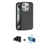 MARSİLYAN™- iPhone 15 Pro Max Kılıf Zirve Modern Prime - Siyah 3D Antistatik Seramik Nano Ekran Koruyucu + Raze Metal Kamera Lens - SH