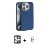 MARSİLYAN™- iPhone 15 Pro Max Kılıf Zirve Modern Prime - Siyah Bilvis 0.18mm Plus Cam Ekran Koruyucu + Gümüş PVD Metal Kamera Lens