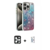MARSİLYAN™- iPhone 15 Pro Max Kılıf Zirve Modern Prime - Siyah Bilvis 0.18mm Plus Cam Ekran Koruyucu + PVD Metal Kamera Lens - LT