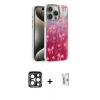 MARSİLYAN™- iPhone 15 Pro Max Kılıf Zirve Modern Prime - Siyah Bilvis 0.18mm Plus Cam Ekran Koruyucu + PVD Metal Kamera Lens - LT