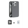 MARSİLYAN™- iPhone 15 Pro Max Kılıf Zirve Modern Prime - Siyah Bilvis 0.18mm Plus Cam Ekran Koruyucu + PVD Metal Kamera Lens - GI
