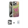 MARSİLYAN™- iPhone 15 Pro Max Kılıf Zirve Modern Prime - Siyah Bilvis 0.18mm Plus Cam Ekran Koruyucu + PVD Metal Kamera Lens - GS