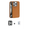 MARSİLYAN™- iPhone 15 Pro Max Kılıf Zirve Modern Prime - Siyah Bilvis 0.18mm Plus Cam Ekran Koruyucu + PVD Metal Kamera Lens - LT
