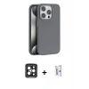 MARSİLYAN™- iPhone 15 Pro Max Kılıf Zirve Modern Prime - Siyah Bilvis 0.18mm Plus Cam Ekran Koruyucu + PVD Metal Kamera Lens - SH