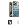 MARSİLYAN™- iPhone 15 Pro Max Kılıf Zirve Modern Prime - Siyah Bilvis 0.18mm Plus Cam Ekran Koruyucu + PVD Metal Kamera Lens - SH