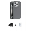 MARSİLYAN™- iPhone 15 Pro Max Kılıf Zirve Modern Prime - Siyah Bilvis 0.18mm Plus Cam Ekran Koruyucu + Titanyum Gri Raze Metal Kamera Lens