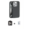 MARSİLYAN™- iPhone 15 Pro Max Kılıf Zirve Modern Prime - Siyah Bilvis 0.18mm Plus Cam Ekran Koruyucu + PVD Metal Kamera Lens - TU