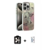 MARSİLYAN™- iPhone 15 Pro Max Kılıf Zirve Modern Prime - Siyah Bilvis 0.18mm Plus Cam Ekran Koruyucu + Turuncu PVD Metal Kamera Lens