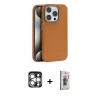 MARSİLYAN™- iPhone 15 Pro Max Kılıf Zirve Modern Prime - Siyah Bilvis 3D Cam Ekran Koruyucu + PVD Metal Kamera Lens - GS