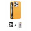 MARSİLYAN™- iPhone 15 Pro Max Kılıf Zirve Modern Prime - Siyah Bilvis 3D Cam Ekran Koruyucu + PVD Metal Kamera Lens - GS