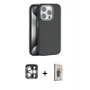 MARSİLYAN™- iPhone 15 Pro Max Kılıf Zirve Modern Prime - Siyah Bilvis 3D Cam Ekran Koruyucu + PVD Metal Kamera Lens - GS