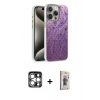 MARSİLYAN™- iPhone 15 Pro Max Kılıf Zirve Modern Prime - Siyah Bilvis 3D Cam Ekran Koruyucu + PVD Metal Kamera Lens - GS