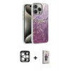 MARSİLYAN™- iPhone 15 Pro Max Kılıf Zirve Modern Prime - Siyah Bilvis 3D Cam Ekran Koruyucu + PVD Metal Kamera Lens - GS