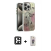 MARSİLYAN™- iPhone 15 Pro Max Kılıf Zirve Modern Prime - Siyah Bilvis 3D Cam Ekran Koruyucu + PVD Metal Kamera Lens - SH