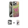 MARSİLYAN™- iPhone 15 Pro Max Kılıf Zirve Modern Prime - Siyah Bilvis 3D Mat Cam Ekran Koruyucu + PVD Metal Kamera Lens - GS