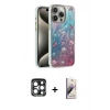 MARSİLYAN™- iPhone 15 Pro Max Kılıf Zirve Modern Prime - Siyah Bilvis 3D Mat Cam Ekran Koruyucu + PVD Metal Kamera Lens - LT