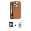 MARSİLYAN™- iPhone 15 Pro Max Kılıf Zirve Modern Prime - Siyah Bilvis 3D Mat Cam Ekran Koruyucu + PVD Metal Kamera Lens - LT