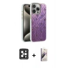 MARSİLYAN™- iPhone 15 Pro Max Kılıf Zirve Modern Prime - Siyah Bilvis 3D Mat Cam Ekran Koruyucu + Siyah PVD Metal Kamera Lens