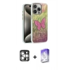 MARSİLYAN™- iPhone 15 Pro Max Kılıf Zirve Modern Prime - Siyah Bilvis 5in1 3D Magic Cam Ekran Koruyucu + PVD Metal Kamera Lens - GS