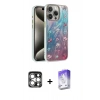 MARSİLYAN™- iPhone 15 Pro Max Kılıf Zirve Modern Prime - Siyah Bilvis 5in1 3D Magic Cam Ekran Koruyucu + PVD Metal Kamera Lens - GS