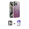 MARSİLYAN™- iPhone 15 Pro Max Kılıf Zirve Modern Prime - Siyah Bilvis 5in1 3D Magic Cam Ekran Koruyucu + PVD Metal Kamera Lens - GS