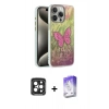 MARSİLYAN™- iPhone 15 Pro Max Kılıf Zirve Modern Prime - Siyah Bilvis 5in1 3D Magic Cam Ekran Koruyucu + PVD Metal Kamera Lens - SH