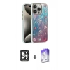 MARSİLYAN™- iPhone 15 Pro Max Kılıf Zirve Modern Prime - Siyah Bilvis 5in1 3D Magic Cam Ekran Koruyucu + PVD Metal Kamera Lens - GI
