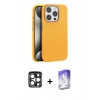 MARSİLYAN™- iPhone 15 Pro Max Kılıf Zirve Modern Prime - Siyah Bilvis 5in1 3D Magic Cam Ekran Koruyucu + PVD Metal Kamera Lens - LT