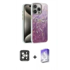 MARSİLYAN™- iPhone 15 Pro Max Kılıf Zirve Modern Prime - Siyah Bilvis 5in1 3D Magic Cam Ekran Koruyucu + PVD Metal Kamera Lens - GI