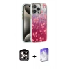 MARSİLYAN™- iPhone 15 Pro Max Kılıf Zirve Modern Prime - Siyah Bilvis 5in1 3D Magic Cam Ekran Koruyucu + PVD Metal Kamera Lens - TU