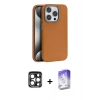 MARSİLYAN™- iPhone 15 Pro Max Kılıf Zirve Modern Prime - Siyah Bilvis 5in1 3D Magic Cam Ekran Koruyucu + PVD Metal Kamera Lens - LT