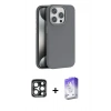 MARSİLYAN™- iPhone 15 Pro Max Kılıf Zirve Modern Prime - Siyah Bilvis 5in1 3D Magic Cam Ekran Koruyucu + PVD Metal Kamera Lens - LT