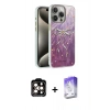 MARSİLYAN™- iPhone 15 Pro Max Kılıf Zirve Modern Prime - Siyah Bilvis 5in1 3D Magic Cam Ekran Koruyucu + PVD Metal Kamera Lens - TU