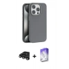 MARSİLYAN™- iPhone 15 Pro Max Kılıf Zirve Modern Prime - Siyah Bilvis 5in1 3D Magic Cam Ekran Koruyucu + Raze Metal Kamera Lens - TMGI