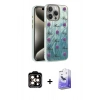 MARSİLYAN™- iPhone 15 Pro Max Kılıf Zirve Modern Prime - Siyah Bilvis 5in1 5D Magic Hayalet Cam Ekran Koruyucu + PVD Metal Kamera Lens - TU