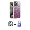 MARSİLYAN™- iPhone 15 Pro Max Kılıf Zirve Modern Prime - Siyah Bilvis 5in1 5D Magic Hayalet Cam Ekran Koruyucu + PVD Metal Kamera Lens - GS
