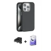 MARSİLYAN™- iPhone 15 Pro Max Kılıf Zirve Modern Prime - Siyah Bilvis 5in1 5D Magic Hayalet Cam Ekran Koruyucu + Gümüş Raze Metal Kamera Lens