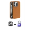 MARSİLYAN™- iPhone 15 Pro Max Kılıf Zirve Modern Prime - Siyah Bilvis 5in1 5D Magic Hayalet Cam Ekran Koruyucu + PVD Metal Kamera Lens - GI