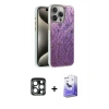 MARSİLYAN™- iPhone 15 Pro Max Kılıf Zirve Modern Prime - Siyah Bilvis 5in1 5D Magic Hayalet Cam Ekran Koruyucu + PVD Metal Kamera Lens - LT