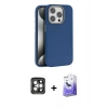 MARSİLYAN™- iPhone 15 Pro Max Kılıf Zirve Modern Prime - Siyah Bilvis 5in1 5D Magic Hayalet Cam Ekran Koruyucu + PVD Metal Kamera Lens - GI