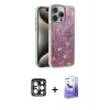 MARSİLYAN™- iPhone 15 Pro Max Kılıf Zirve Modern Prime - Siyah Bilvis 5in1 5D Magic Hayalet Cam Ekran Koruyucu + PVD Metal Kamera Lens - LT