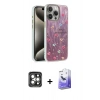 MARSİLYAN™- iPhone 15 Pro Max Kılıf Zirve Modern Prime - Siyah Bilvis 5in1 5D Magic Hayalet Cam Ekran Koruyucu + PVD Metal Kamera Lens - GI
