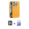 MARSİLYAN™- iPhone 15 Pro Max Kılıf Zirve Modern Prime - Siyah Bilvis 5in1 5D Magic Hayalet Cam Ekran Koruyucu + PVD Metal Kamera Lens - SH