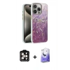 MARSİLYAN™- iPhone 15 Pro Max Kılıf Zirve Modern Prime - Siyah Bilvis 5in1 5D Magic Hayalet Cam Ekran Koruyucu + PVD Metal Kamera Lens - TU