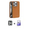 MARSİLYAN™- iPhone 15 Pro Max Kılıf Zirve Modern Prime - Siyah Bilvis 5in1 5D Magic Hayalet Cam Ekran Koruyucu + PVD Metal Kamera Lens - LT