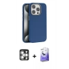 MARSİLYAN™- iPhone 15 Pro Max Kılıf Zirve Modern Prime - Siyah Bilvis 5in1 5D Magic Hayalet Cam Ekran Koruyucu + PVD Metal Kamera Lens - GS