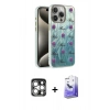 MARSİLYAN™- iPhone 15 Pro Max Kılıf Zirve Modern Prime - Siyah Bilvis 5in1 5D Magic Hayalet Cam Ekran Koruyucu + PVD Metal Kamera Lens - GS